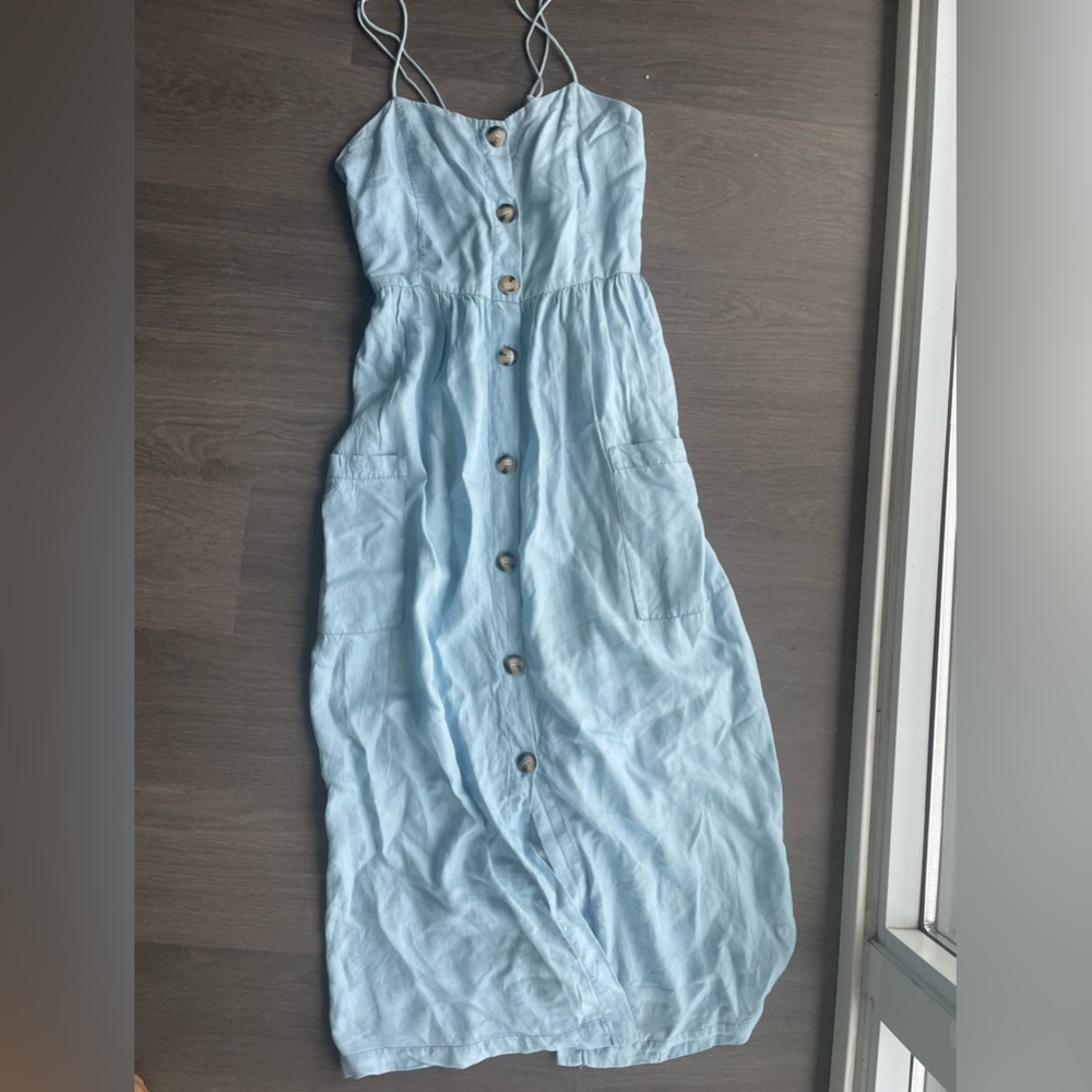ZARA TRF midi blue buttoned dress size M